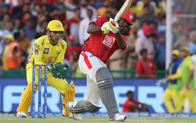 Mohali: Kings XI Punjab's Chris Gayle in action during the 55th match of IPL 2019 between Chennai Super Kings and Kings XI Punjab at Punjab Cricket Association IS Bindra Stadium in Mohali, on May 5, 2019. (Photo: Surjeet Yadav/IANS)